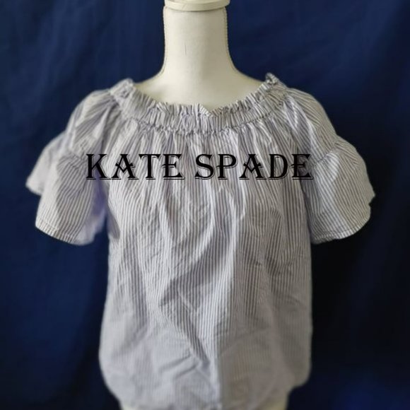 kate spade Tops Kate Spade Woman Xs Striped Elastic Boat Neck With